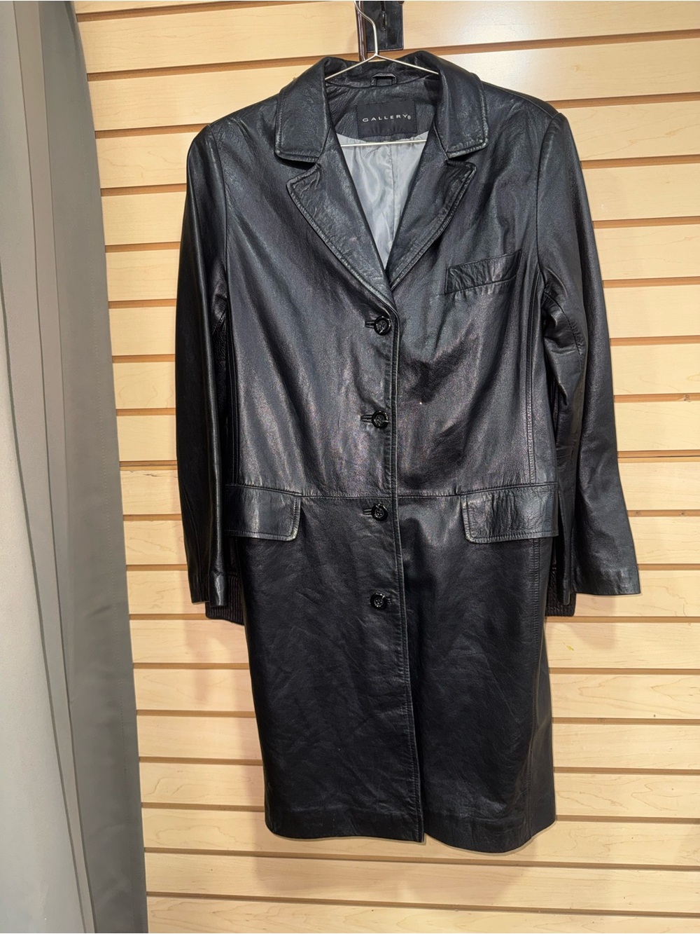 Gallery Black Leather Longline Blazer
